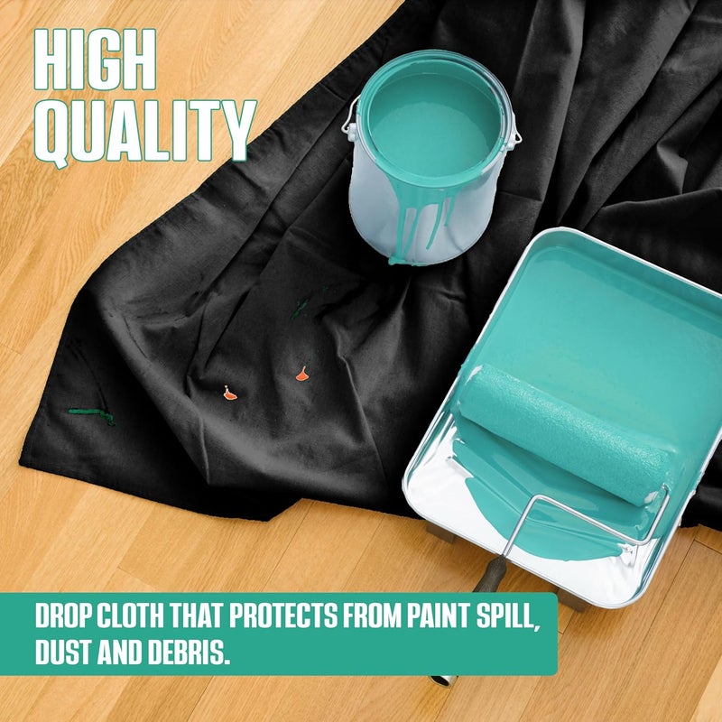 ZUPERIA Black Drop Cloth (9 x 12 Feet - Pack of 1) - Pure Canvas Drop Cloth for Painting, Curtains & Floor Protection Washable & Reusable Tightly Woven Paint Cover for Multipurpose use - Image 4